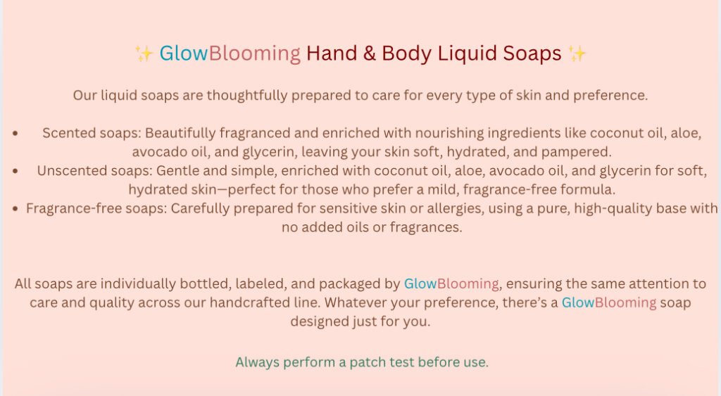 specifications of hand and body lsoap